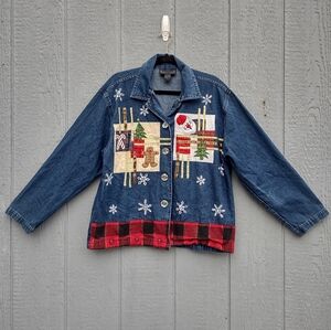 Vintage‎ New Directions Patchwork Christmas Shirt Jacket Large